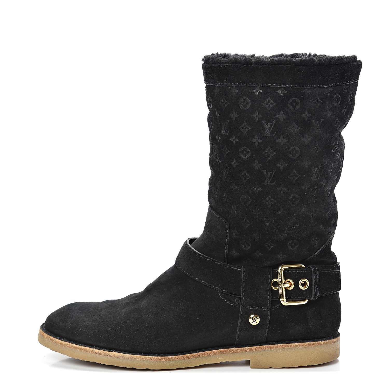 Louis Vuitton Suede Shearling Fauvist Boots 39 Black 1 of 11