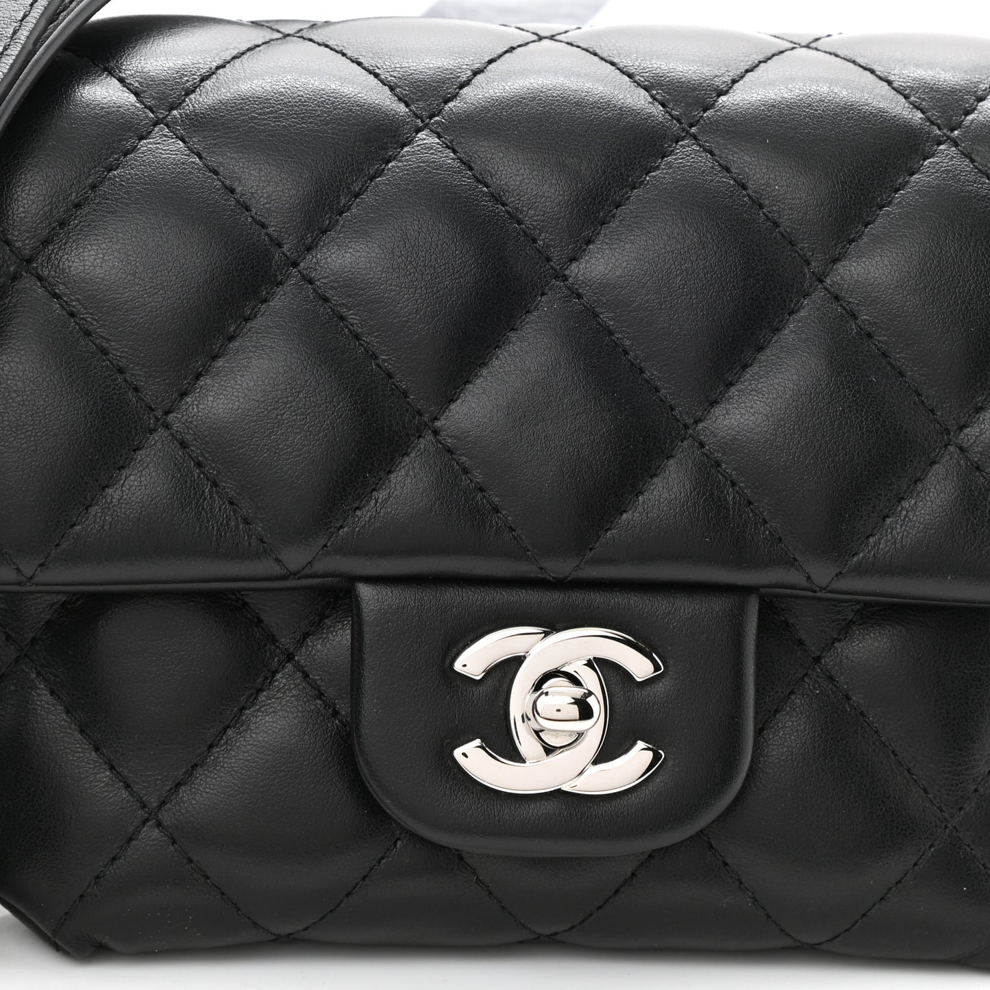 Calfskin Quilted CC Uniform Flap Belt Bag Black