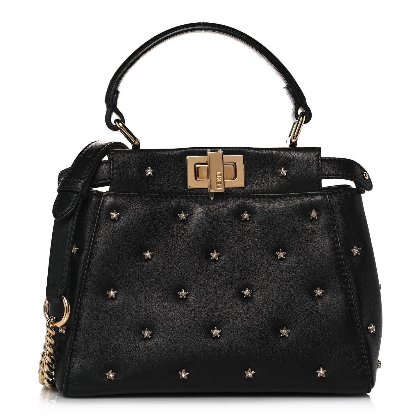 Nappa Crystal Studded XS Peekaboo Iconic Satchel Black