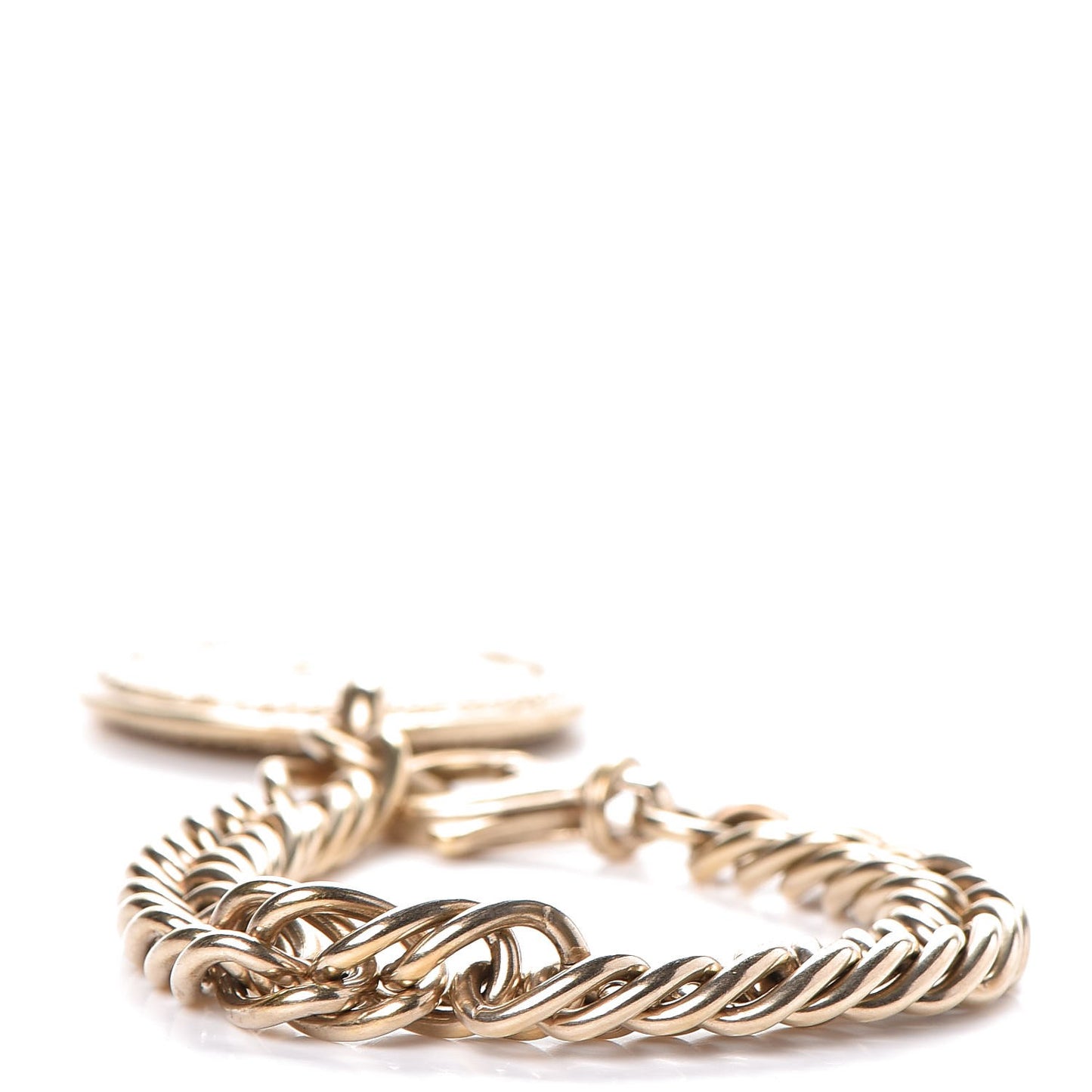 Metal Quilted CC Coin Bracelet Gold