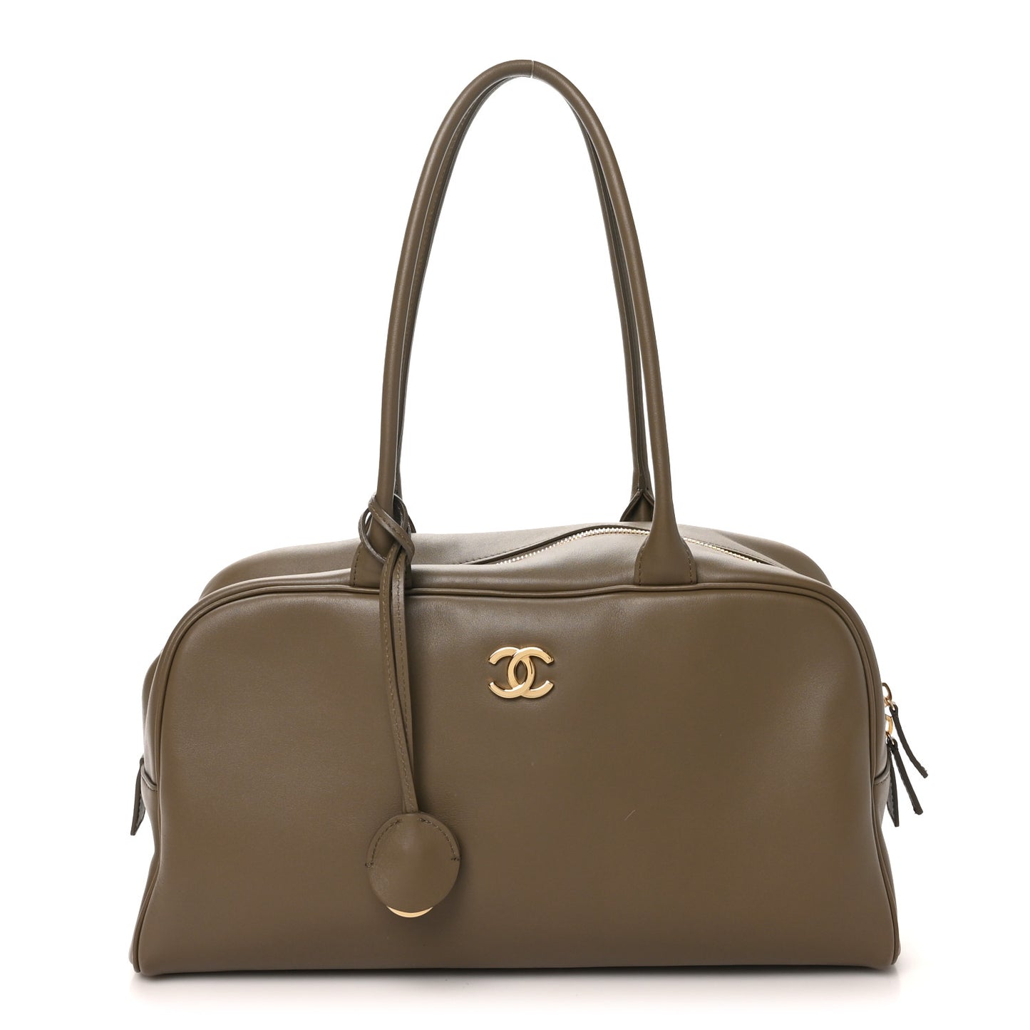 Calfskin Large Perfect Bowling Bag Dark Khaki
