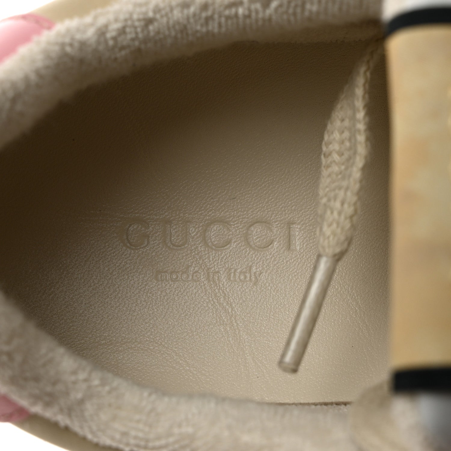 Gucci Calfskin GG Supreme Crystals Web Screener Sneakers 35.5 Beige Ebony Wild Rose 6 of 8