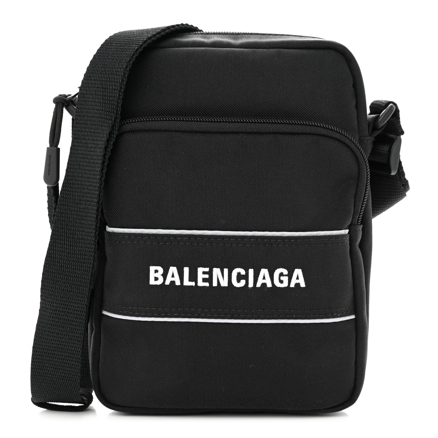 Recycled Nylon Small Sport Messenger Bag Black White