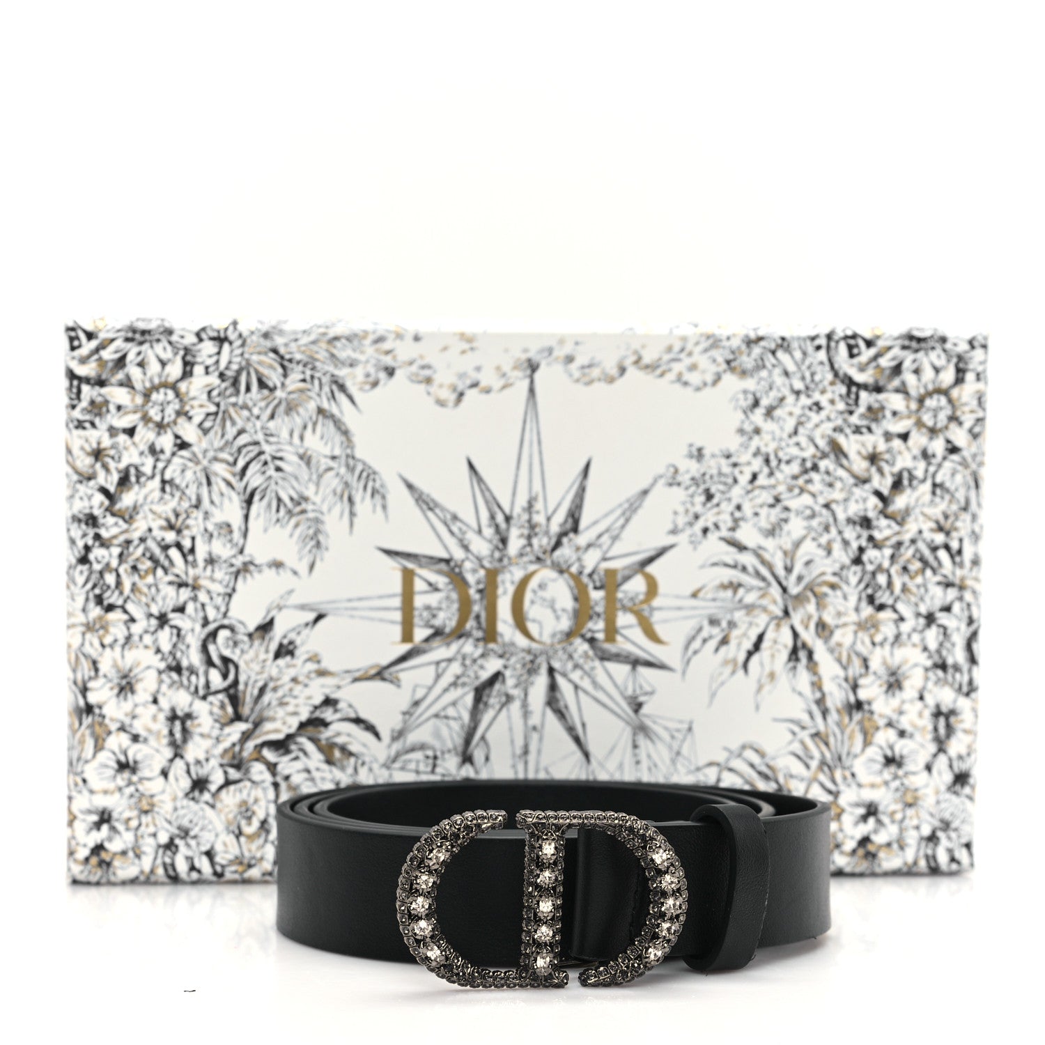 Christian Dior Calfskin Crystal CD Belt 90 36 Black 6 of 6