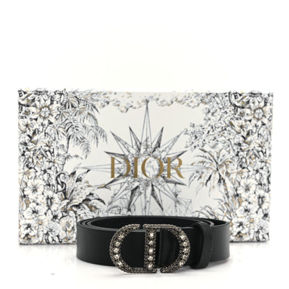 Christian Dior Calfskin Crystal CD Belt 90 36 Black 6 of 6