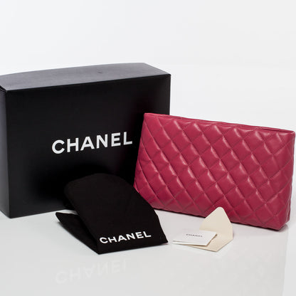 Chanel Lambskin Quilted Clutch Fuchsia 7 of 7