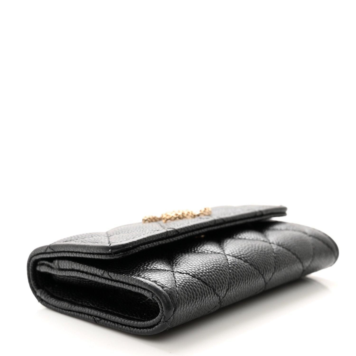 Chanel Caviar Metal Perforated Quilted CC Flap Card Holder Black 4 of 8