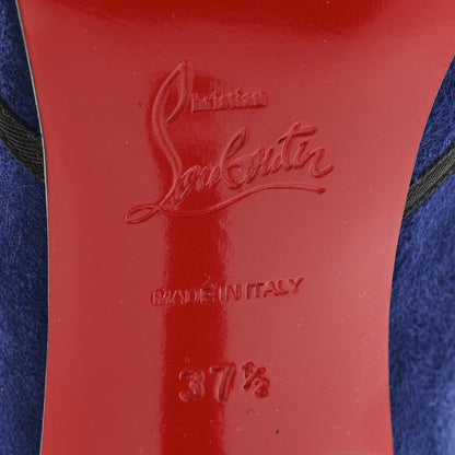 Christian Louboutin Suede Grosgrain Lavalliere 100 Pumps 37.5 Indigo Black 7 of 11
