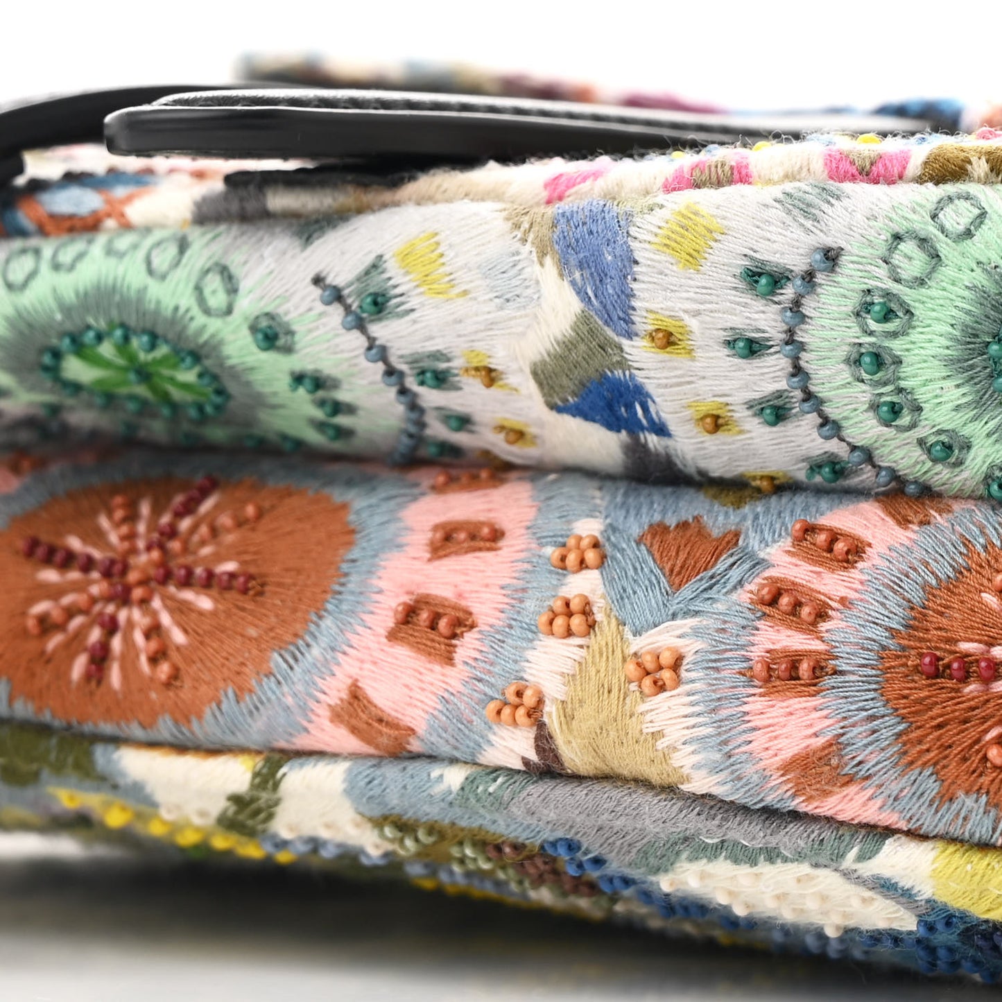 Canvas Embroidered Kaleidiorscopic Mini Saddle Bag Multicolor