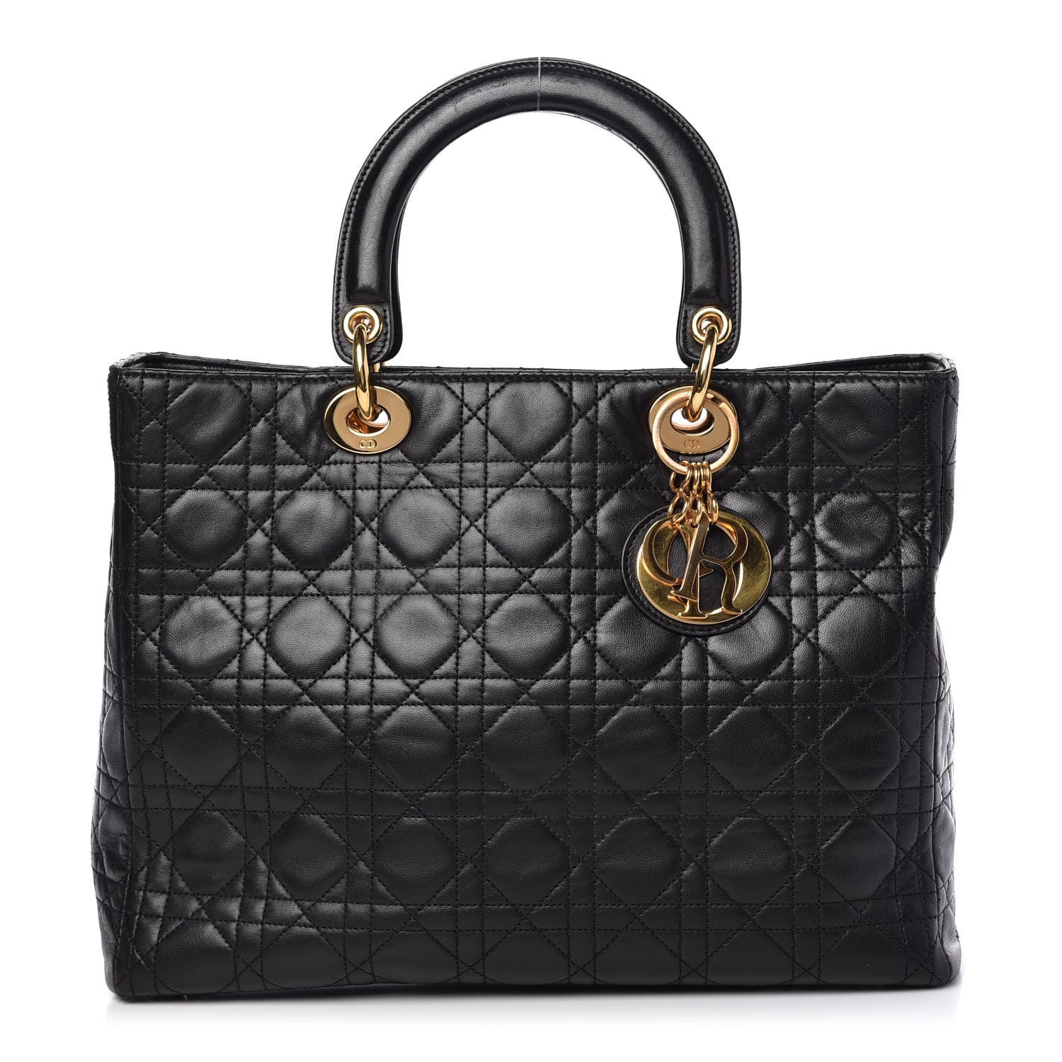 Christian Dior Lambskin Cannage Large Lady Dior Black 1 of 11
