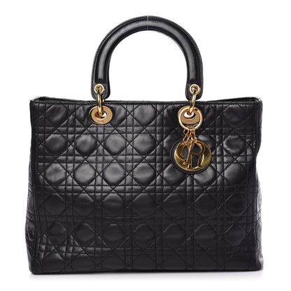 Christian Dior Lambskin Cannage Large Lady Dior Black 1 of 11
