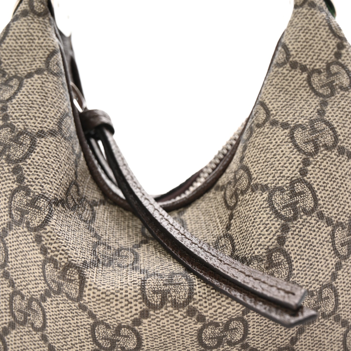 GG Supreme Monogram Textured Calfskin Web Mini Attache Shoulder Bag Beige Ebony New Acero