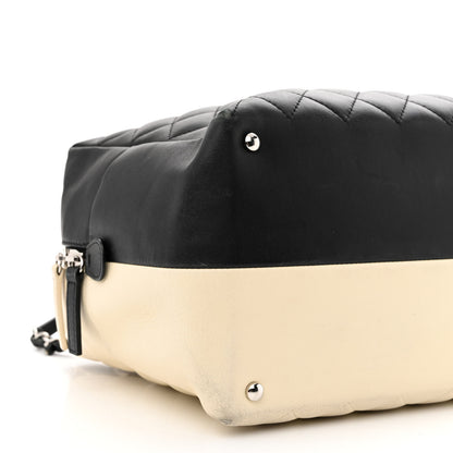 Chanel Calfskin Quilted Large Feather Weight Bowling Bag Black Ivory 18 of 26