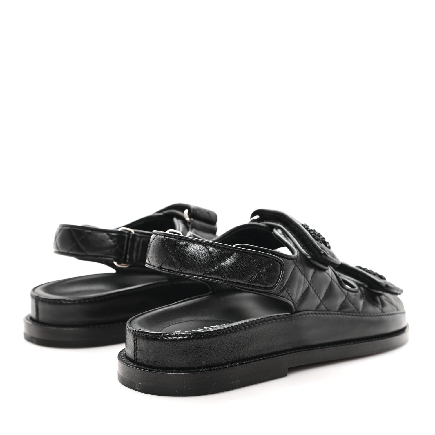 Chanel Lambskin Quilted Velcro Dad Sandals 35.5 So Black 5 of 9