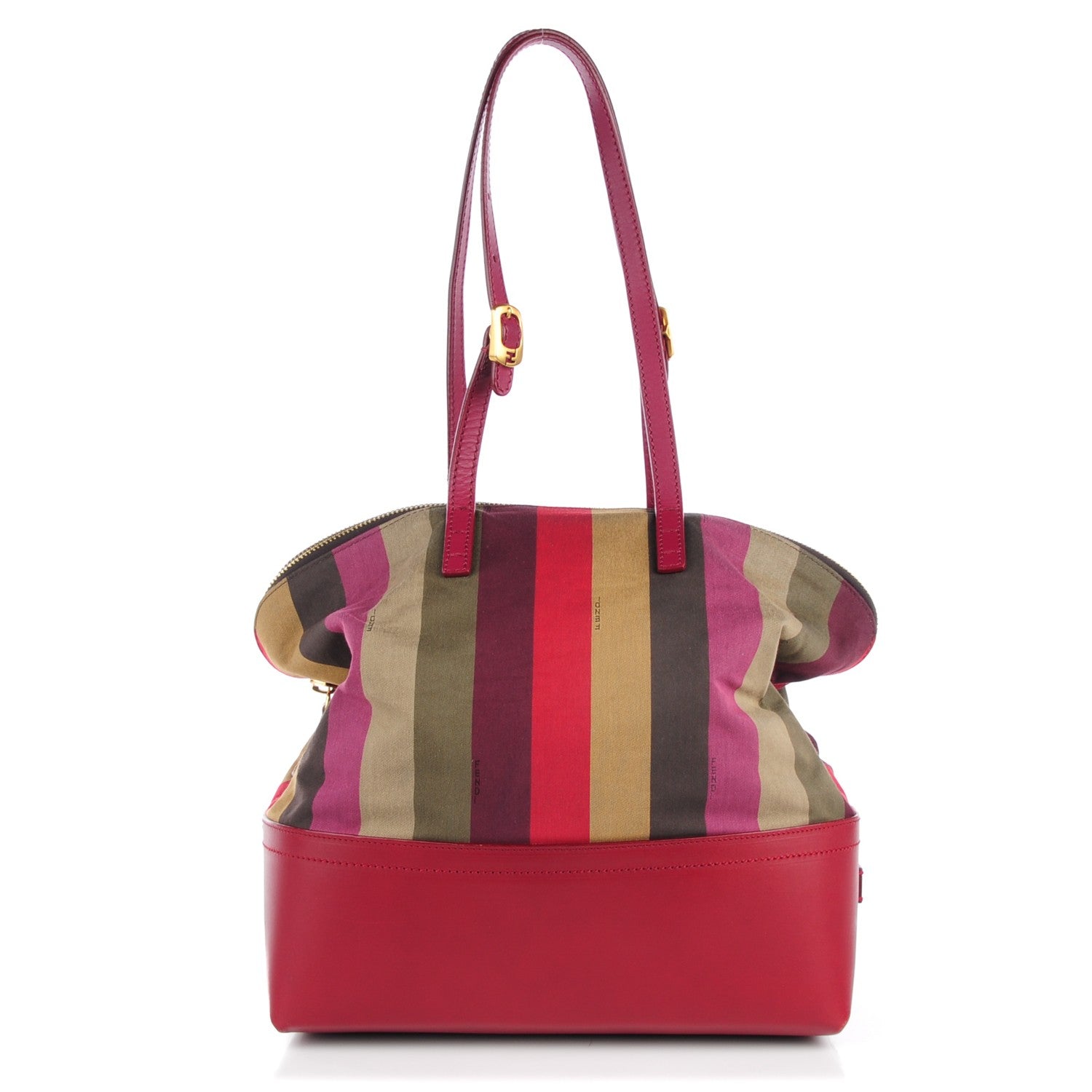 Fendi Pequin Striped 2Bag Bordeaux Multicolor Tobacco Lampone 1 of 11