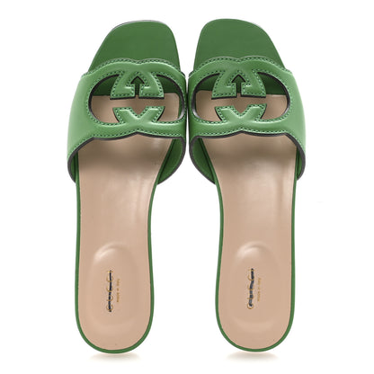 Gucci Cosmos Softy Calfskin Interlocking G Cut Out Slide Sandals 40 New Shamarock 2 of 8