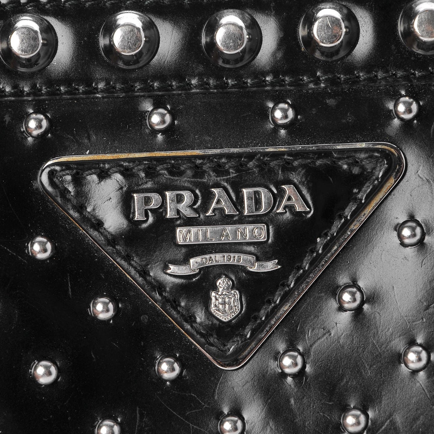 Spazzolato Studded Zip Around Wallet Black