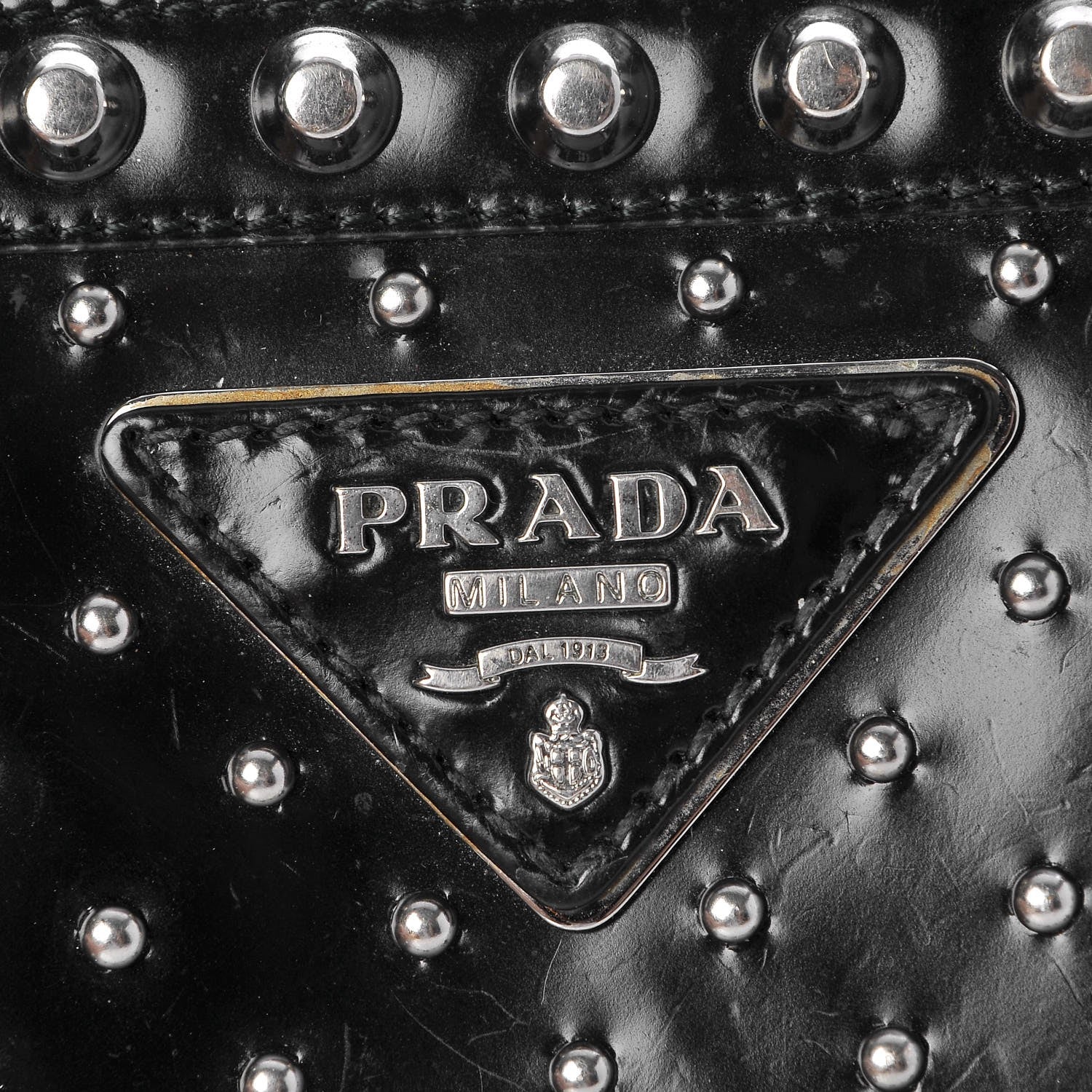 Prada Spazzolato Studded Zip Around Wallet Black 8 of 10