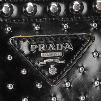 Prada Spazzolato Studded Zip Around Wallet Black 8 of 10