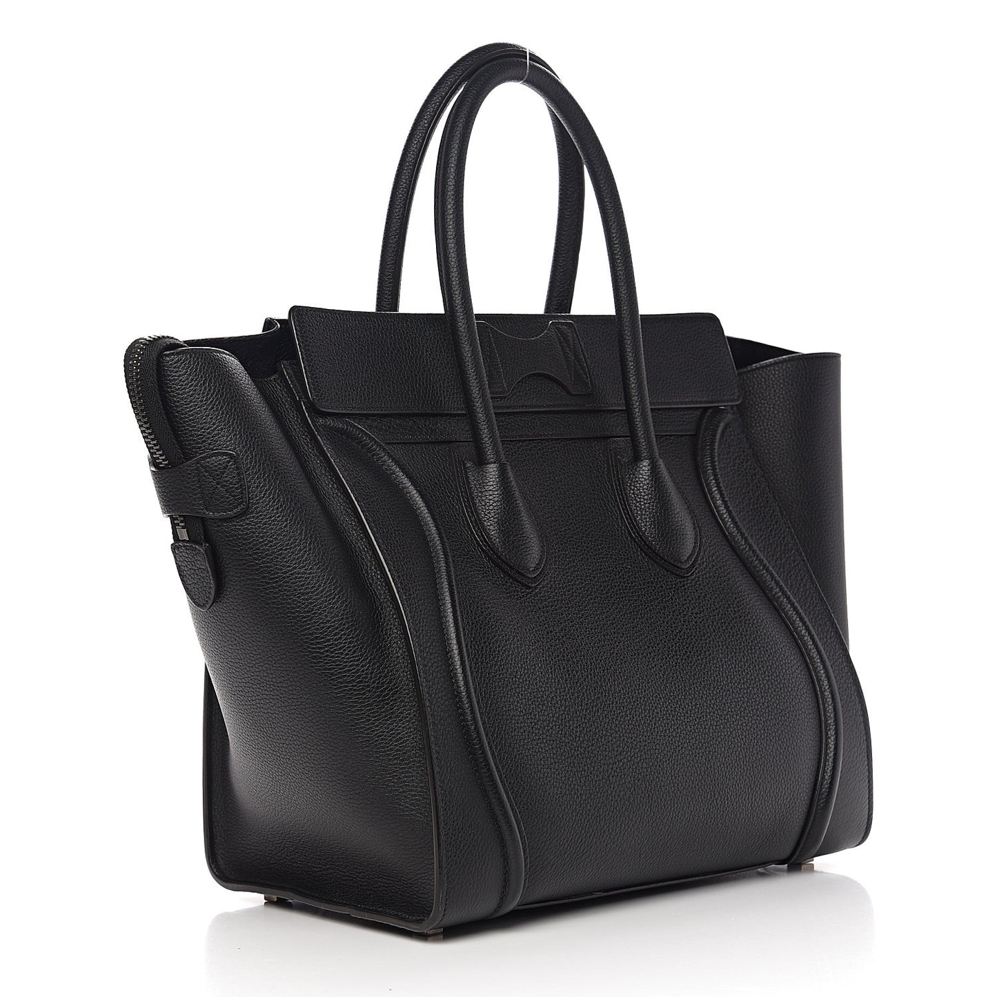 Drummed Calfskin Mini Luggage Black
