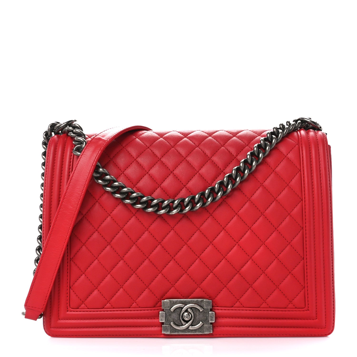 Chanel Calfskin Quilted Large Boy Flap Red 1 of 11
