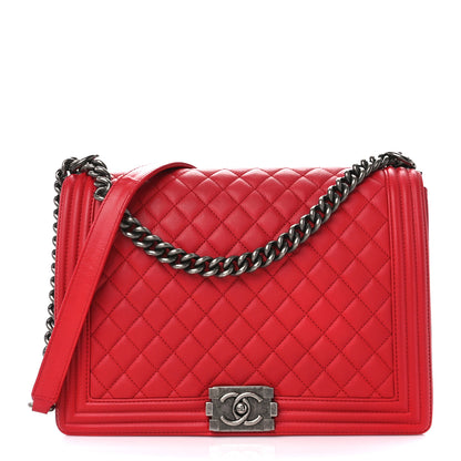 Chanel Calfskin Quilted Large Boy Flap Red 1 of 11