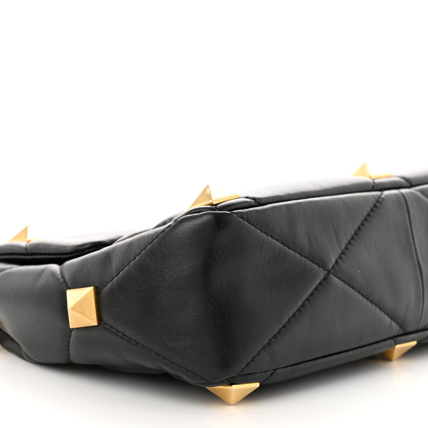 Valentino Garavani Nappa Large Roman Stud Shoulder Bag Black 8 of 11