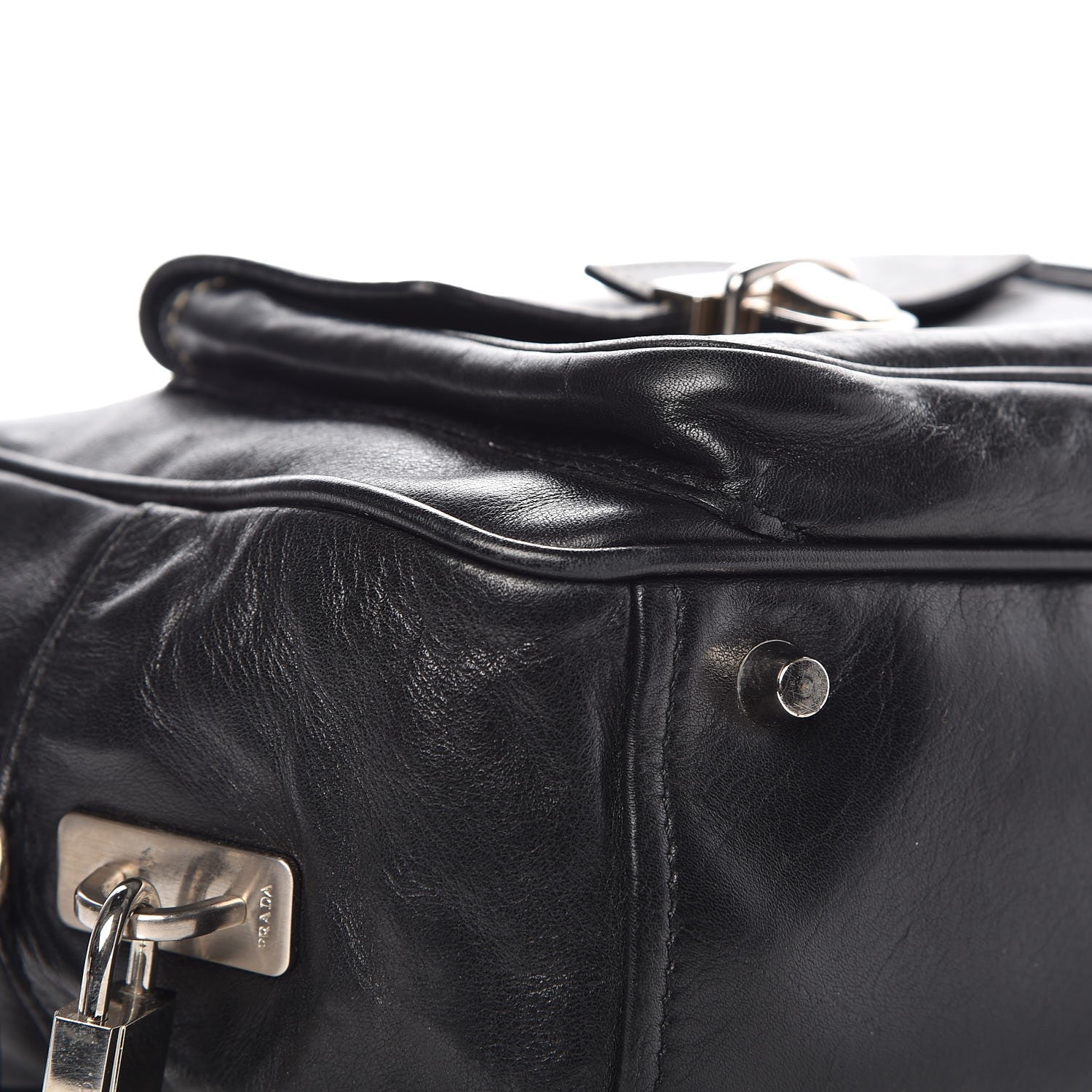 Prada Soft Calfskin Shoulder Bag Black 7 of 9