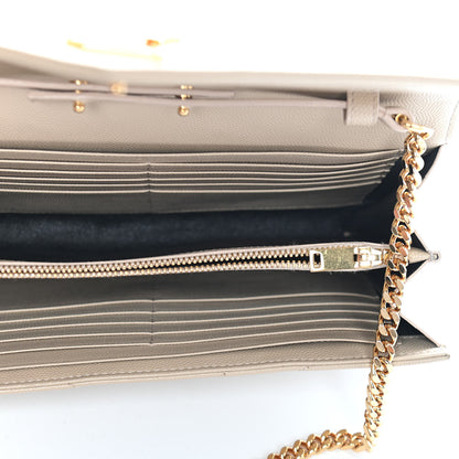 Saint Laurent Grain De Poudre Matelasse Chevron Monogram Chain Wallet Nude Powder 8 of 10
