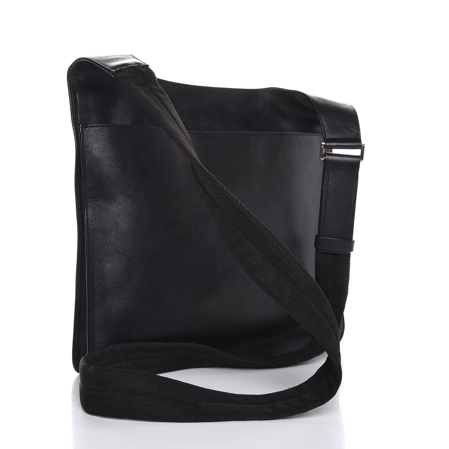 Smooth Calfskin Flat Messenger Bag Black