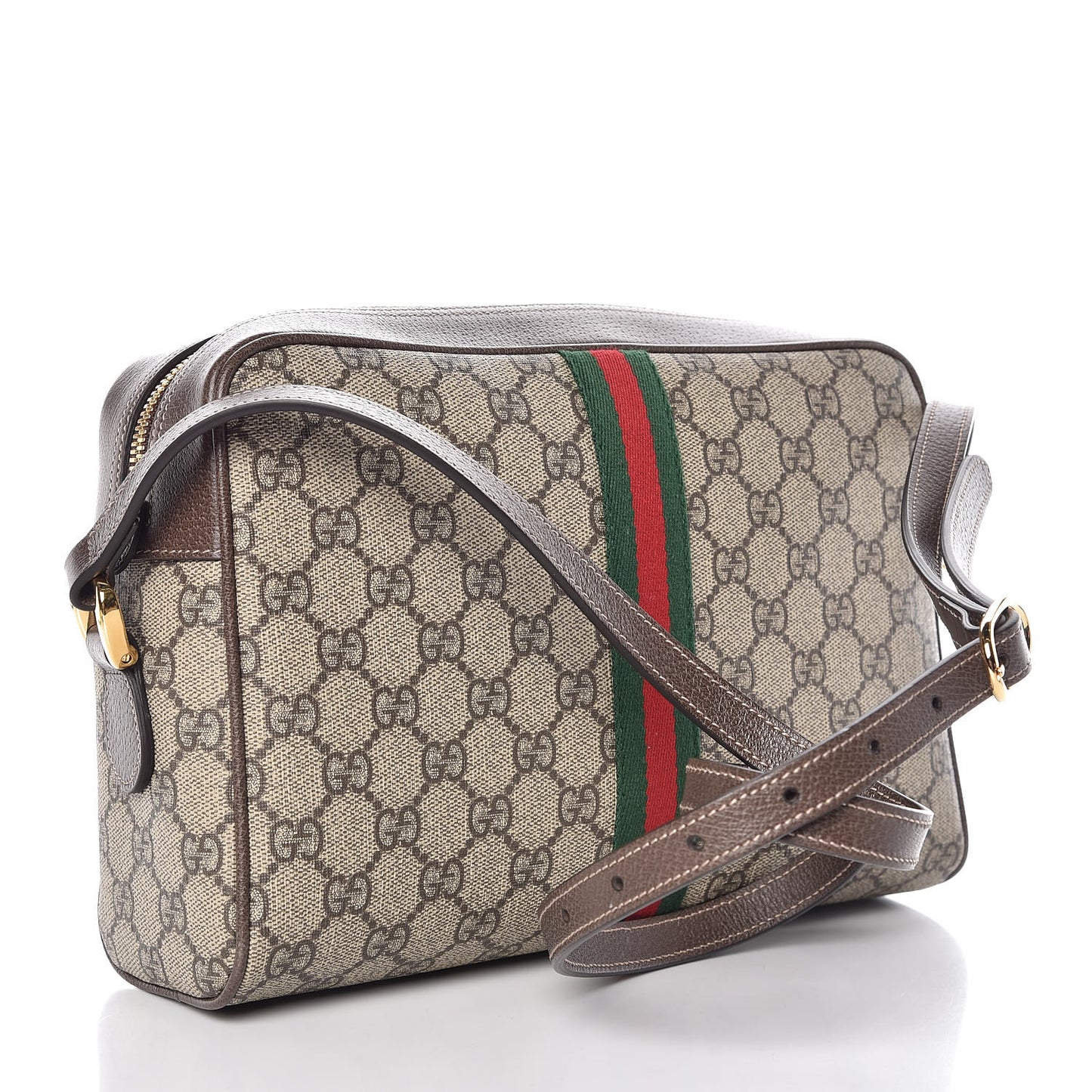 GG Supreme Monogram Web Small Ophidia Shoulder Bag Brown