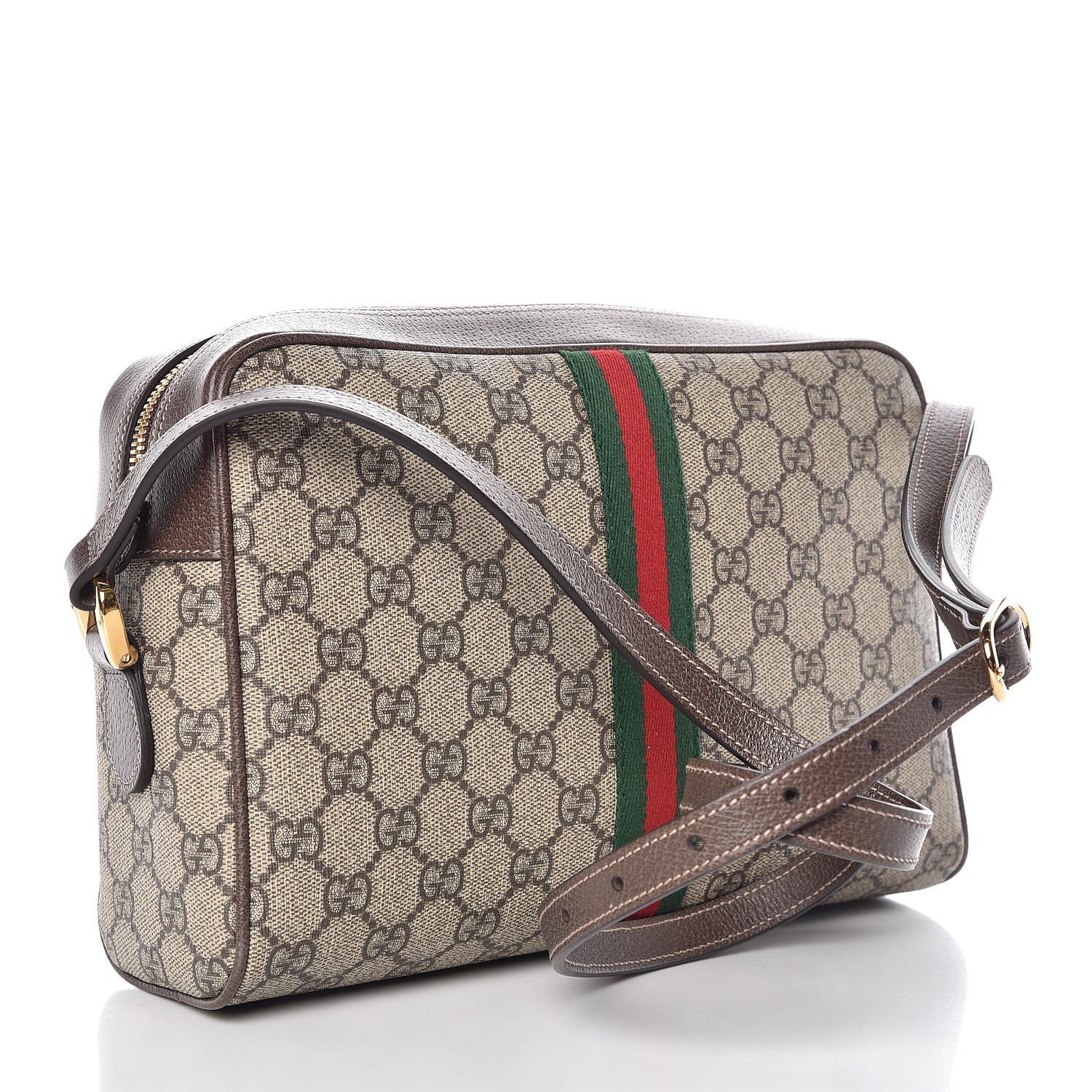 Gucci GG Supreme Monogram Web Small Ophidia Shoulder Bag Brown 3 of 10