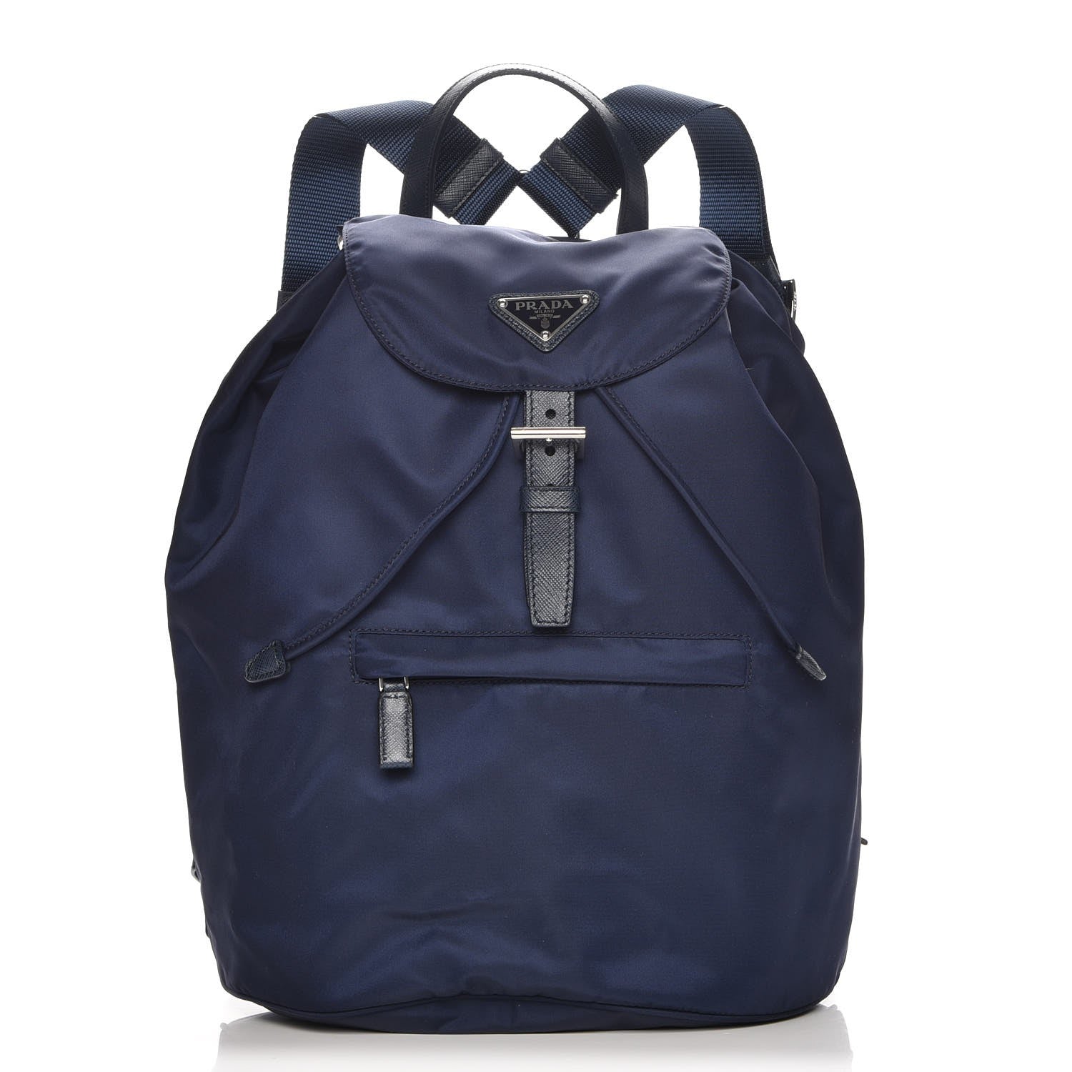 Prada Nylon Vela Saffiano Medium Cinch Backpack Baltico 1 of 9