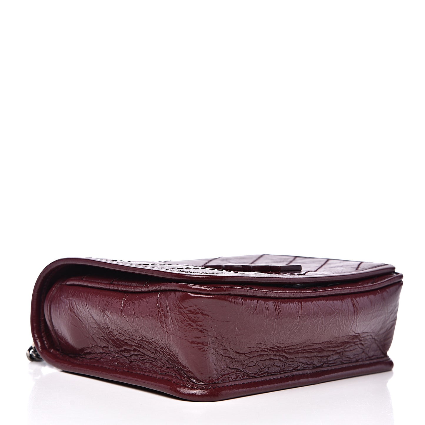 Crinkled Calfskin Matelasse Monogram Niki Chain Wallet Dark Legion Red