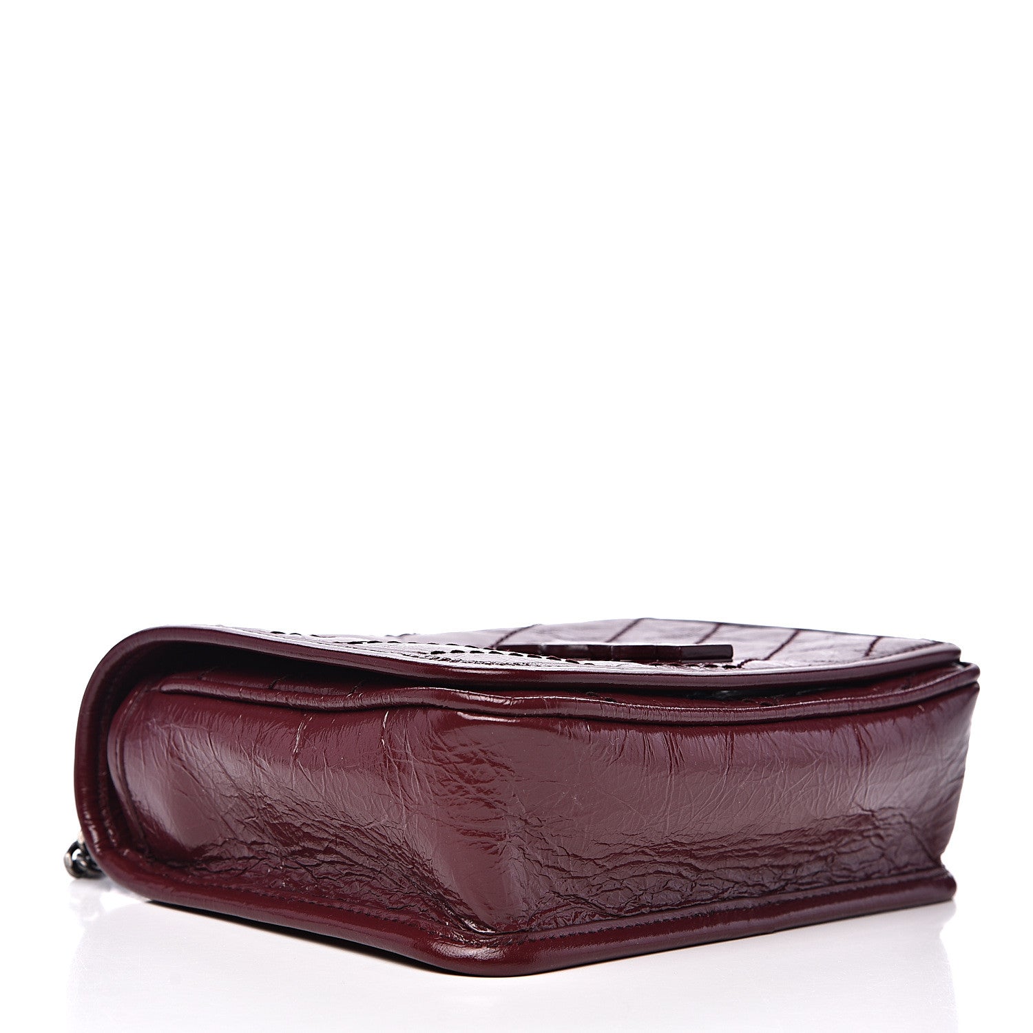 Saint Laurent Crinkled Calfskin Matelasse Monogram Niki Chain Wallet Dark Legion Red 3 of 9