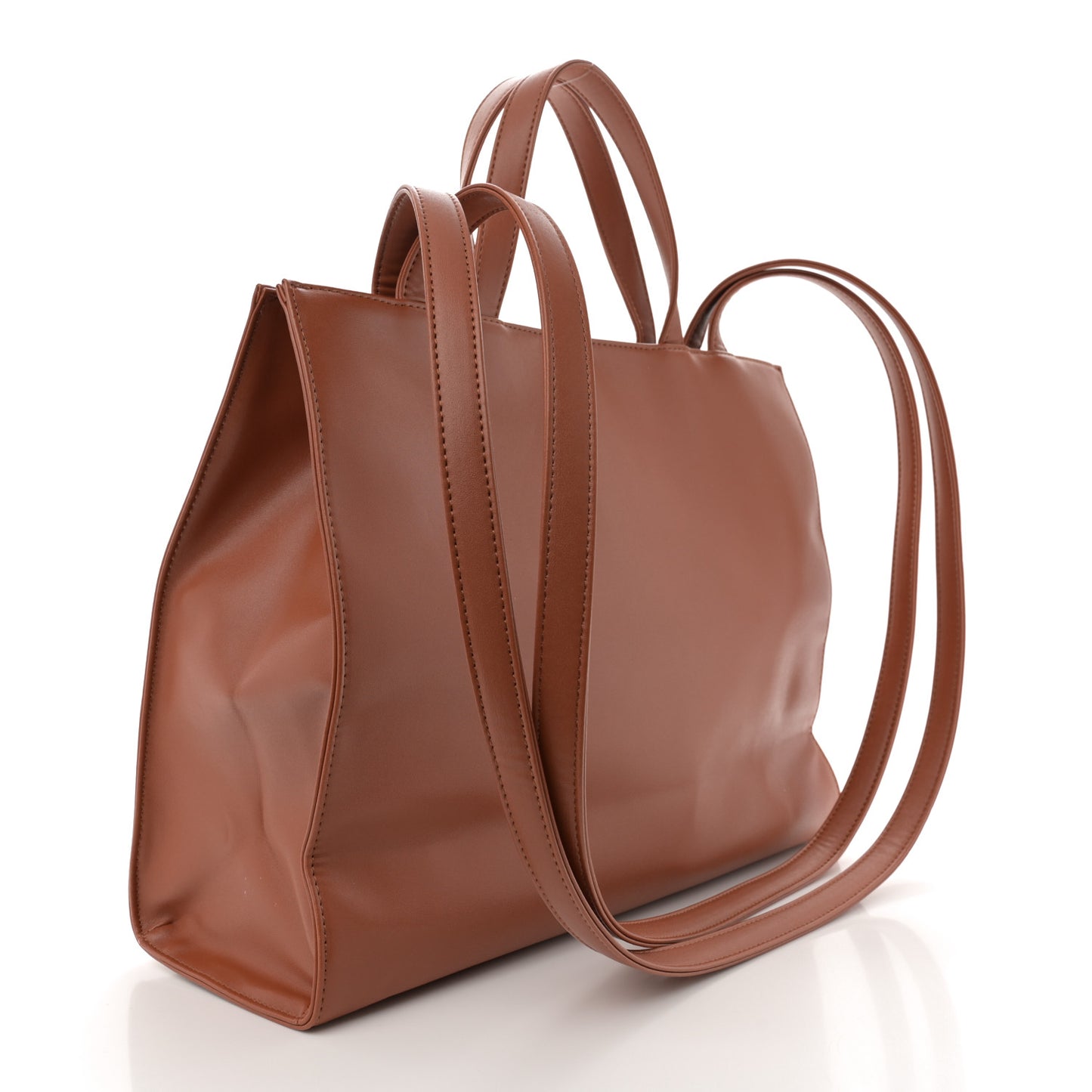 Vegan Leather Medium Shopping Bag Tan