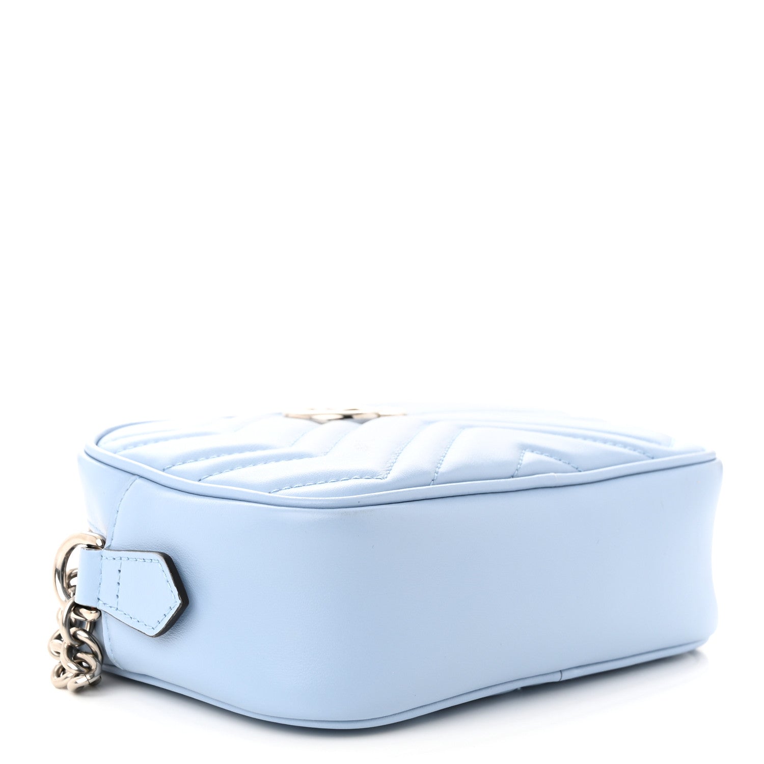 Gucci Calfskin Matelasse Mini GG Marmont Chain Shoulder Bag Porcelain Light Blue 4 of 11