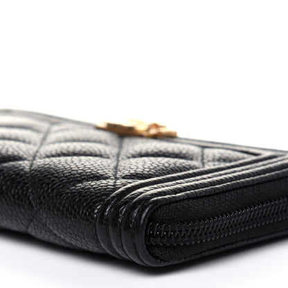 Chanel Caviar Quilted Small Boy Zip Around Wallet Black 10 of 12