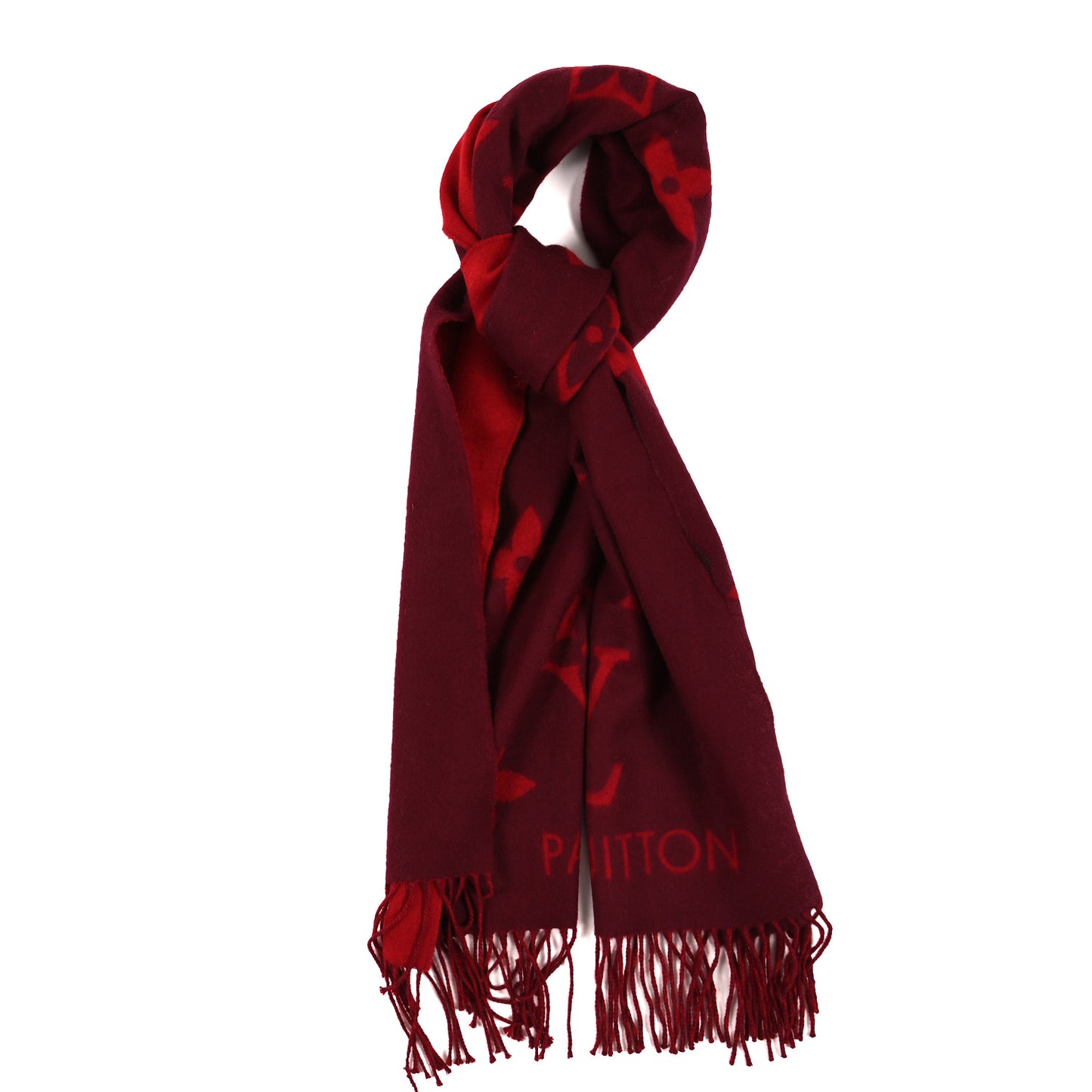 Cashmere Monogram Reykjavik Scarf Cherry