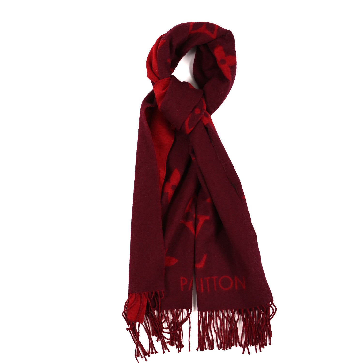 Louis Vuitton Cashmere Monogram Reykjavik Scarf Cherry 1 of 3