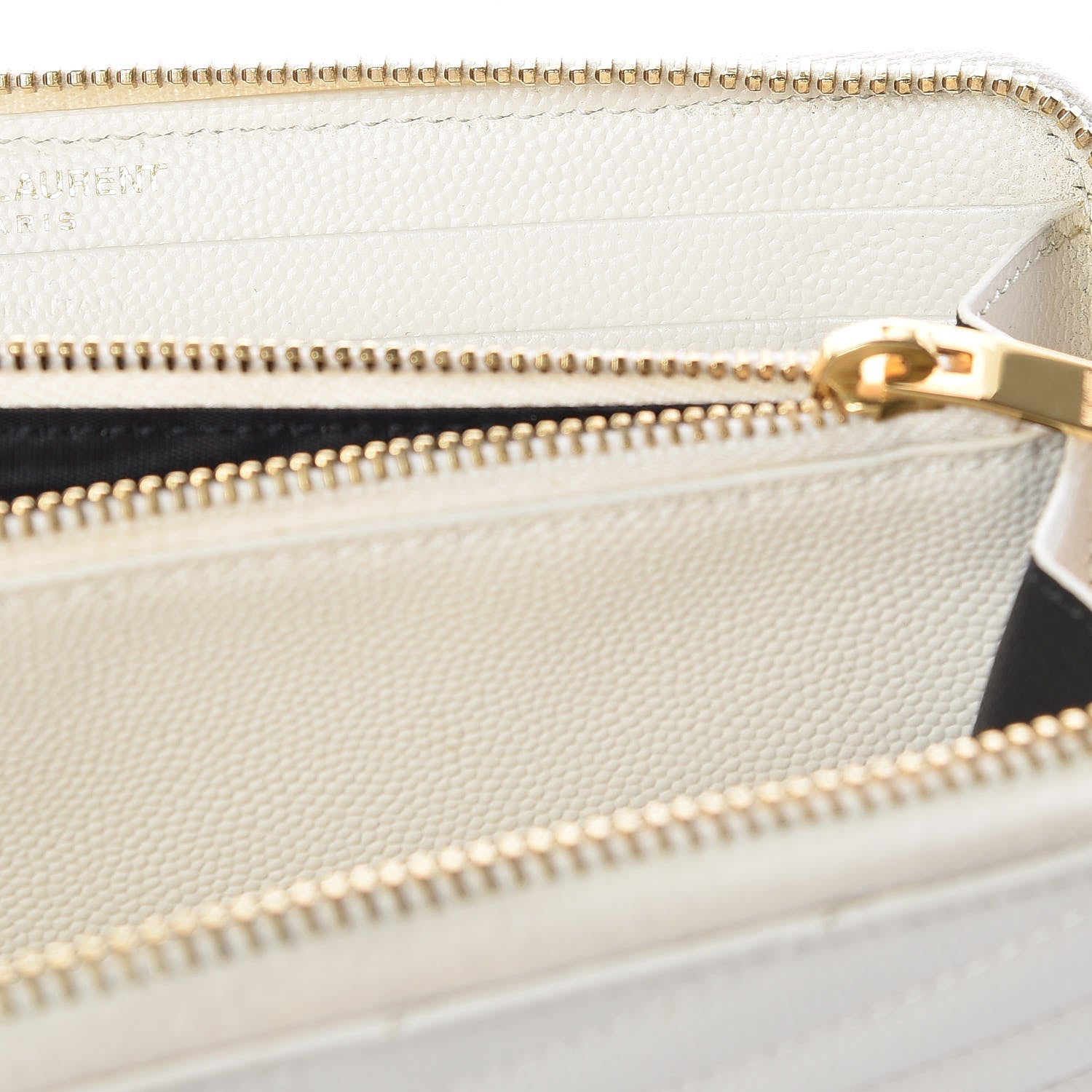 Saint Laurent Grain De Poudre Matelasse Chevron Monogram Zip Around Wallet Porcellana 10 of 10