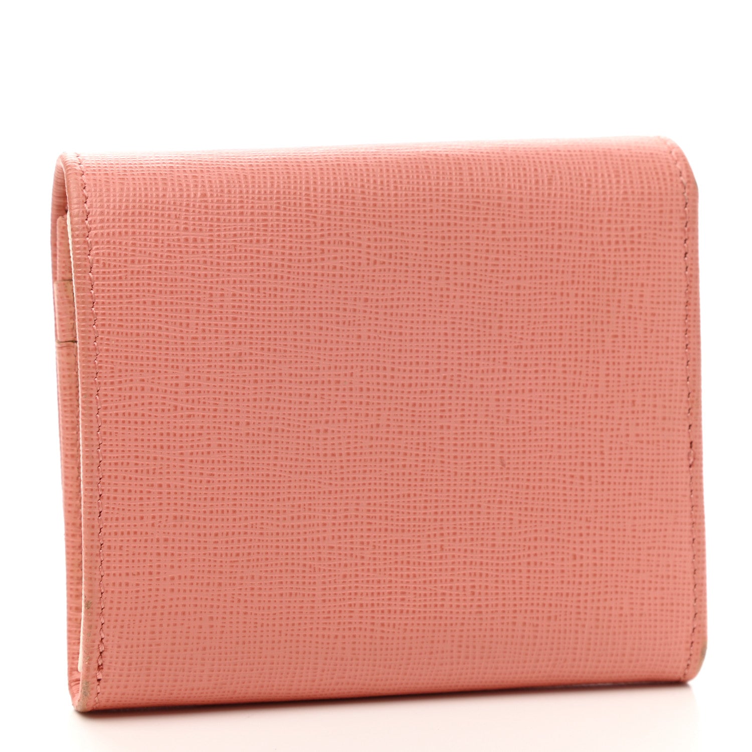 Fendi Vitello Elite Bi-Color Compact Wallet Pesca White 3 of 11