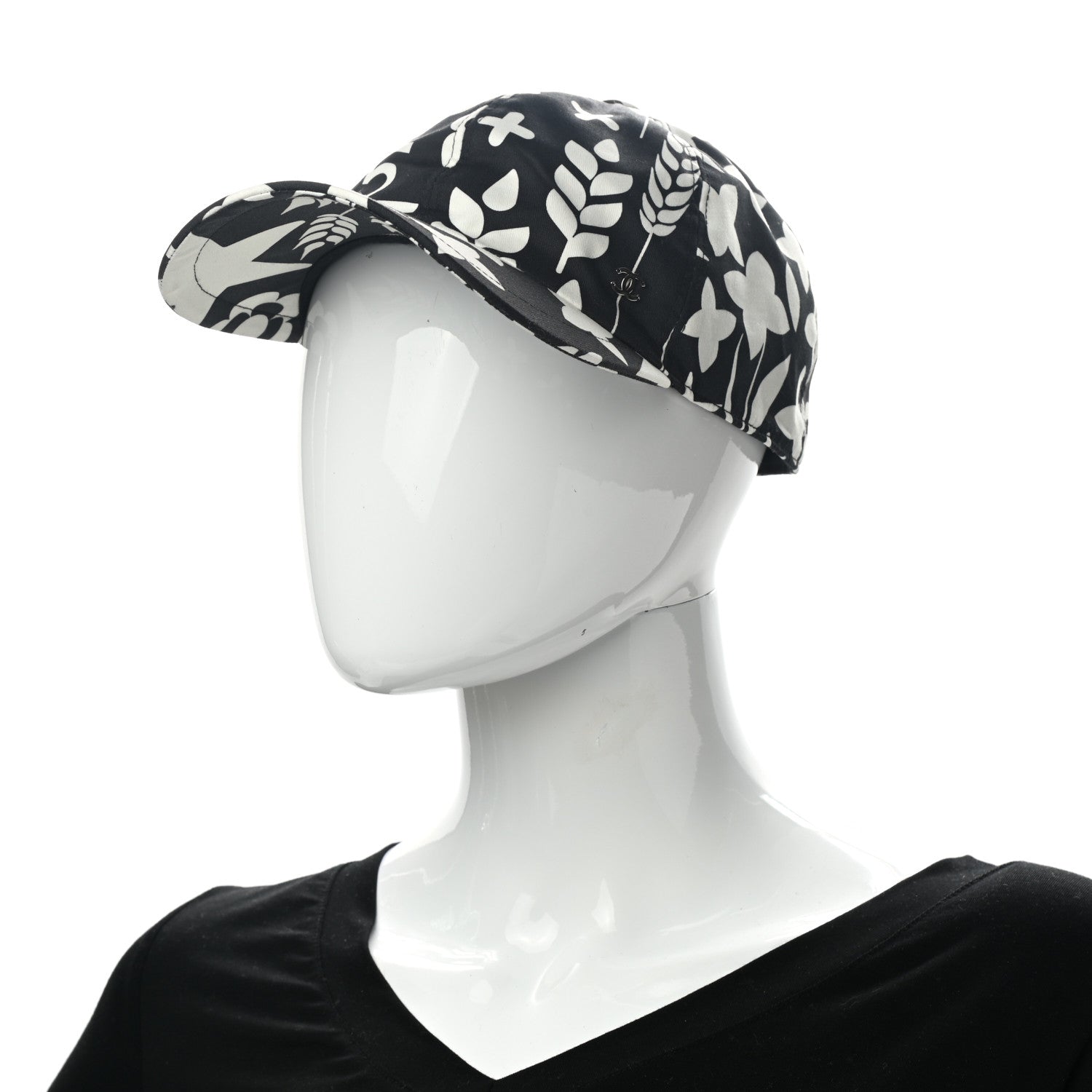 Chanel Cotton Cap Hat Black White 2 of 8