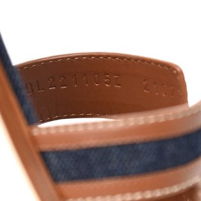 Hermes Calfskin Denim Oran Sandals 37.5 Bleu Brut Gold 8 of 8