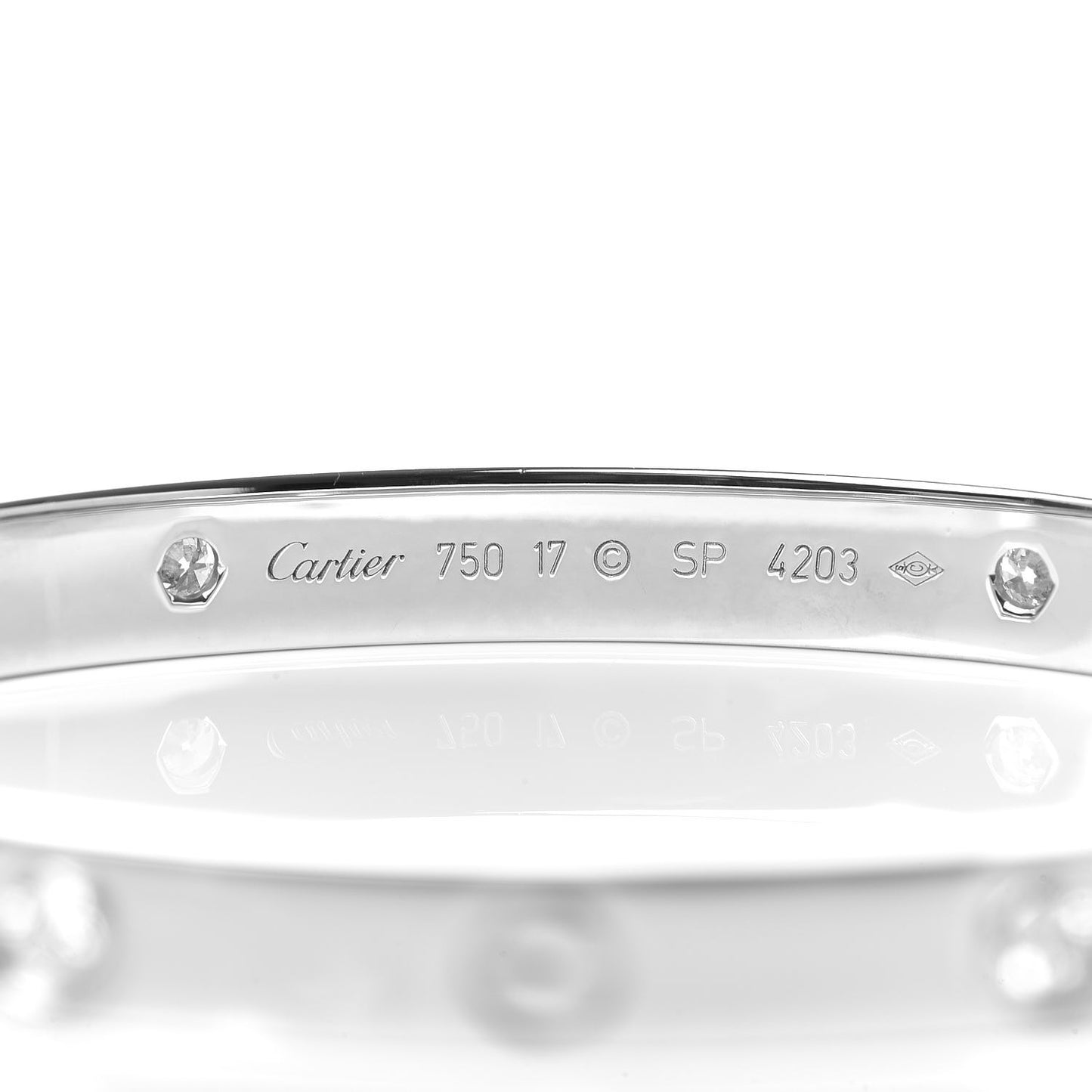 18K White Gold 4 Diamond LOVE Bracelet 17