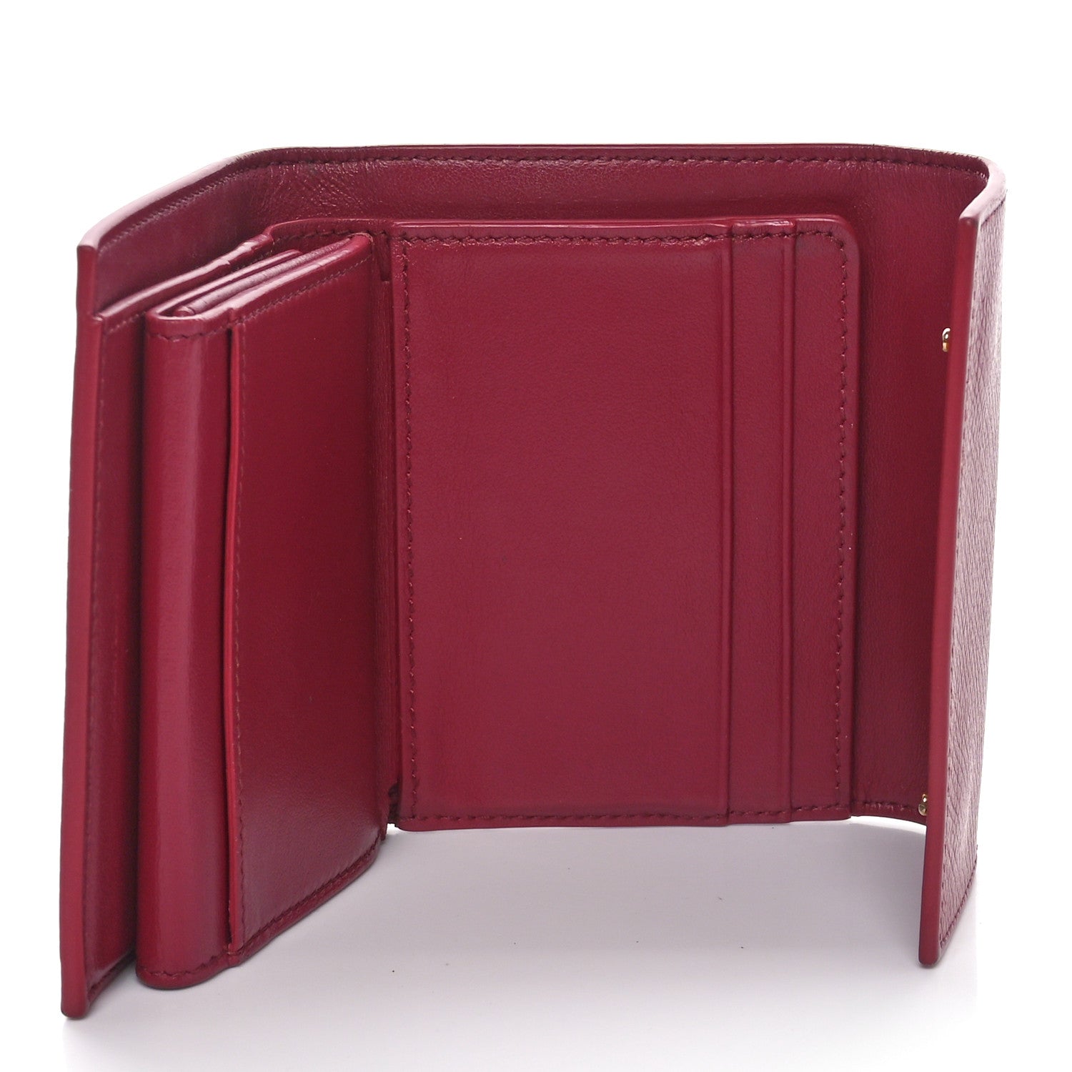Celine Grained Calfskin Small Tri-Fold Wallet Red 6 of 10