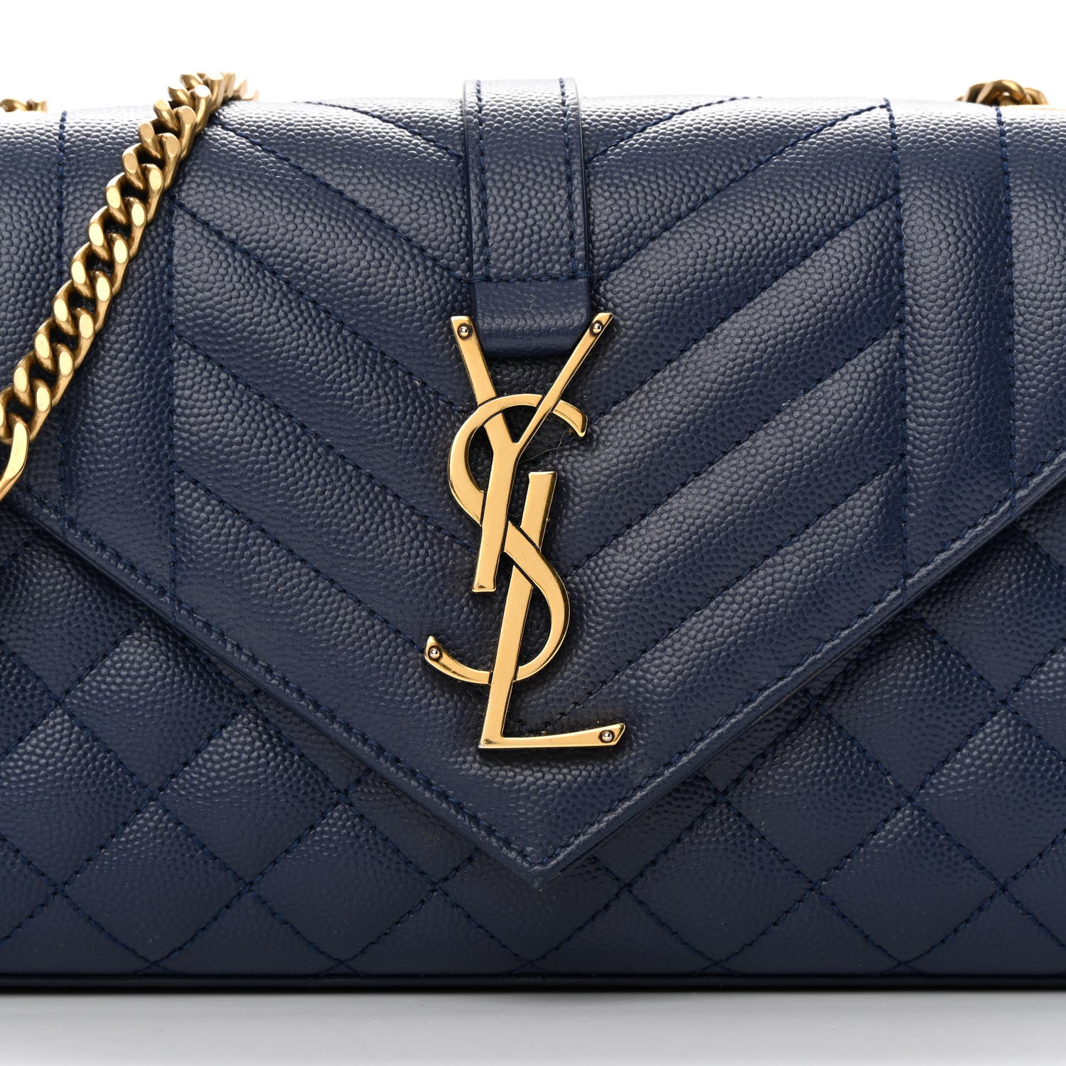 Saint Laurent Grain De Poudre Textured Mixed Matelasse Triquilt Small Monogram Satchel Blue 7 of 11