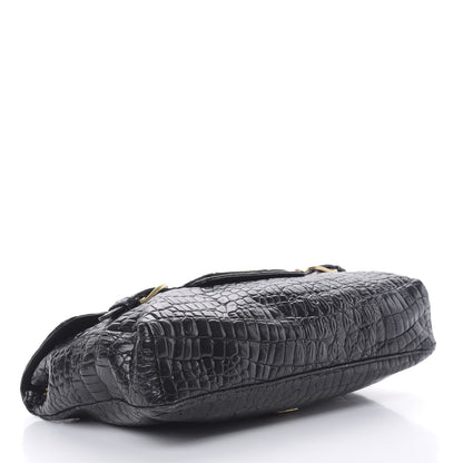 Jimmy Choo Crocodile Embossed Calfskin Messenger Black 4 of 16