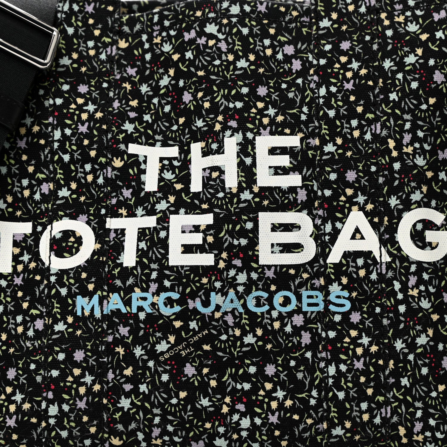 Marc Jacobs Cotton Canvas Floral Print Medium The Traveler Tote Bag Black 8 of 9