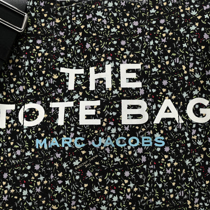 Marc Jacobs Cotton Canvas Floral Print Medium The Traveler Tote Bag Black 8 of 9